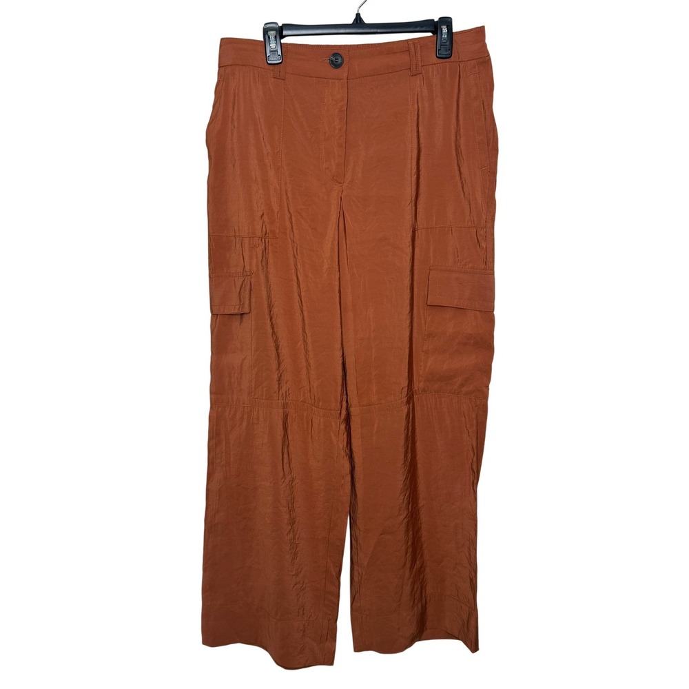 Maison dAmelie Cargo Pants Women Sz L Rusty Brown Wide Leg Modal Blend Utility